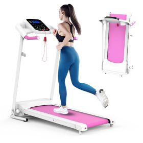 FYC Folding Treadmill for Small Apartment;  Electric Motorized Running Machine for Gym Home;  Fitness Workout Jogging Walking Easily Install;  Space S (Color: PINK)